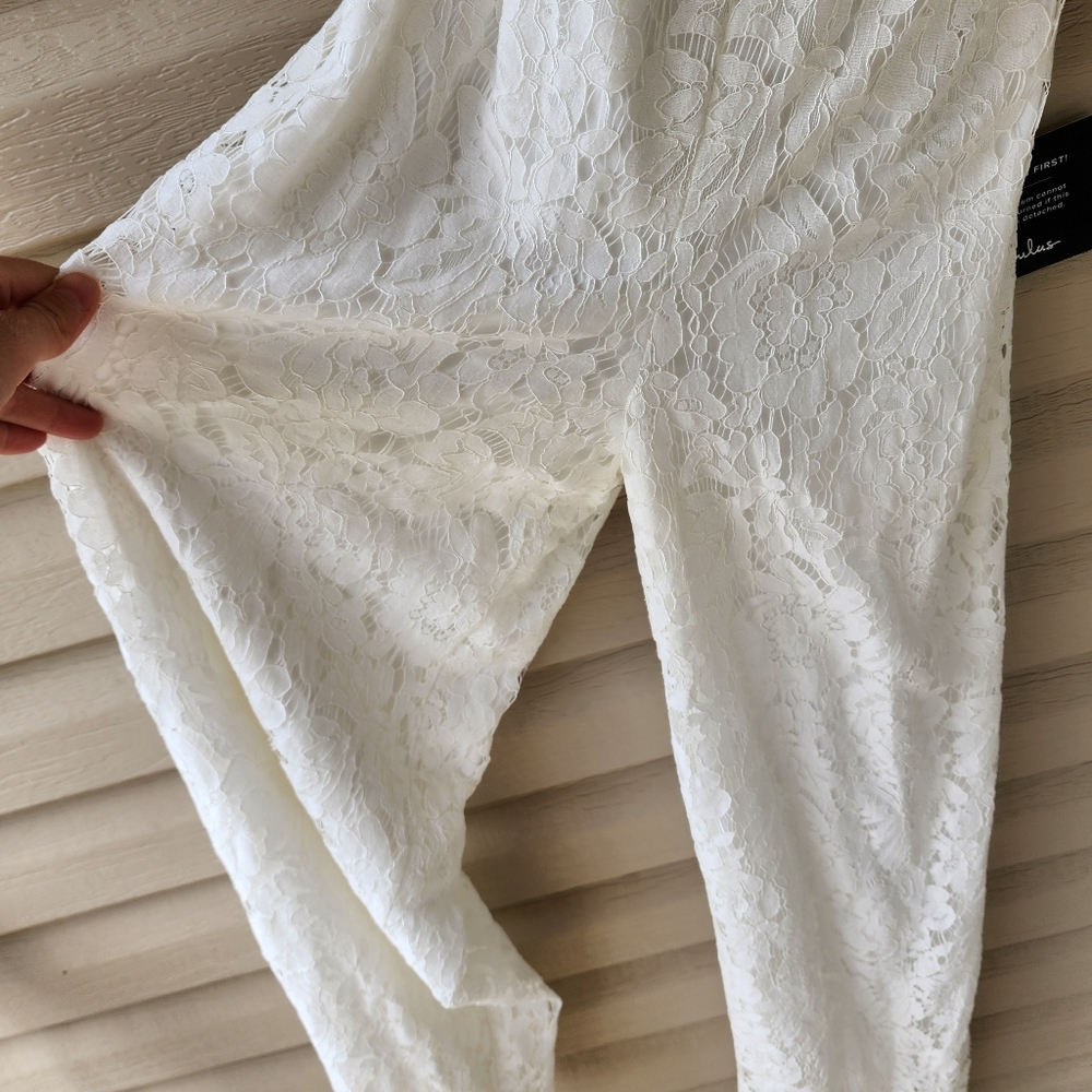 Lulus All About Tonight white lace up jumpsuit size XS - Picture 5 of 12